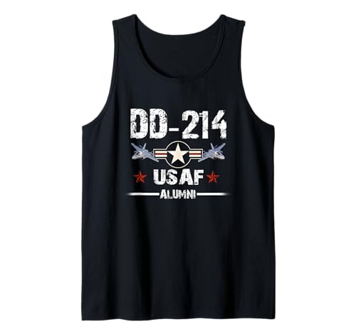 DD-214 US Air Force Alumni USA Flag Military USAF Tank Top