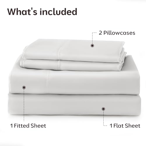 ChicView Silk Like Satin Sheets Set, 4 Piece Full Size Grey Bed Sheet Sets - image 6