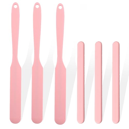 Image of 6Pcs silicone wax applicator Non-stick Waxing Applicator Hair Removal Sticks Applicator Spatula Reusable Hard Wax Scraper for Home Salon Body Use (Pink)