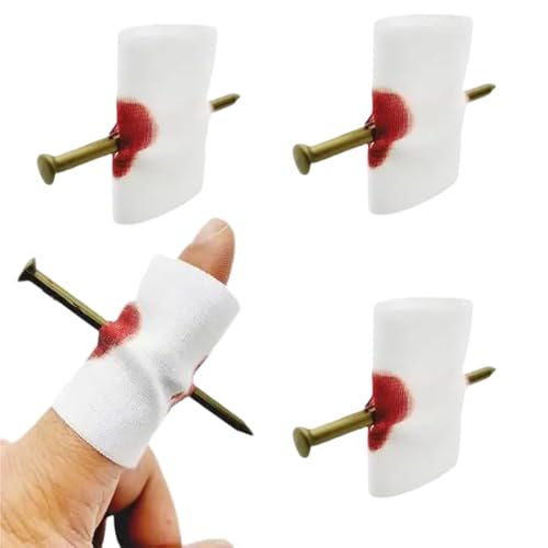 RAMGLYO 3 Stück Nagel-durch-den-Finger Trickrequisite – Halloween Scherzartikel für Unheimliche Dekoration