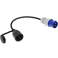 feletec CEE Adapter CEE Stecker auf Schuko Kupplung, 35cm Camping Strom-Kabel, IP44 Camping Verlängerungskabel, H07RN-F 3G2,5 Campingstecker Adapter 16A