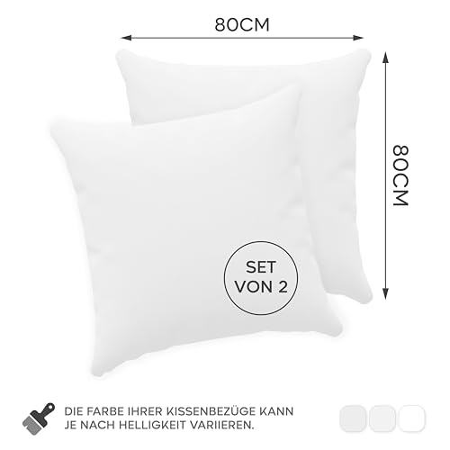 Twinzen - Kissenbezug 80x80cm - 2er Set - 100% Baumwolle - Weiß – Ansicht 2