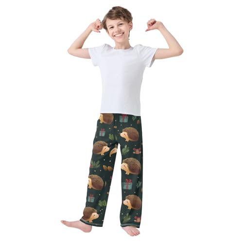 ZZXXB Hedgehog Pine Branch Boys Long Pants Soft Trousers Elastic Waist Kids Lounge Bottoms with Pockets S-XL3