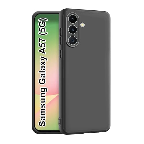 Image of CEDO Back Cover for Samsung Galaxy A57 (5G) | Camera Bump Protection & Inner Velvet Fabric Lining | Ultra Slim Matte Soft Rubberised Case Cover (Black)