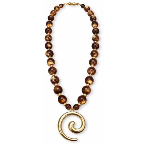 Genérico Colgante Mujer collar de bolas con espiral dorada de Acero, Cadena elegante con bolas, Collar mujer largo para Fiesta, Oficina y Regalo. Bisutería para diario y vestir (Ambar)