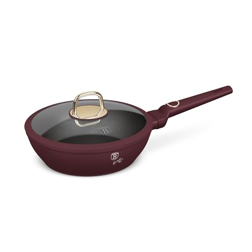 Berlinger Haus Turbo-Induktion Pfanne mit Deckel 24cm 2,3L TitanPro-Antihaftbeschichtung, bordeaux, Leonardo Collection