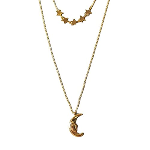 YXWYXWA Royalty Stars Gold Link Chain Necklace Cosmic Fine Jewelry 925 Stering Silver Vintage Gift For Women