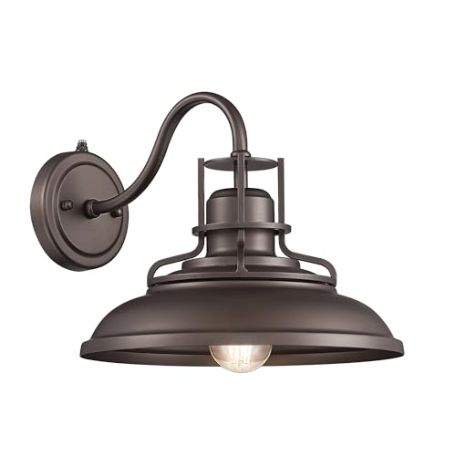 Image of FEMILA Dusk to Dawn Barn Lights, 12 inch Oil-Rubbed Bronze Outdoor Light Fixture, Exterior Lighting Fixtures, Outdoor Porch Light with E26 Base, 4FY15-1W PC ORB