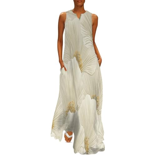 Robe d'été décontractée pour femmes à col en V et coupe fluide