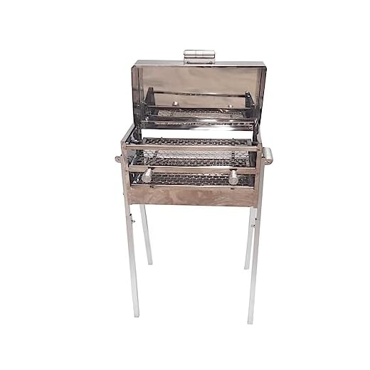 Churrasqueira Inox Espetinho 2 Grelhas e Espetos Tampa Bafo