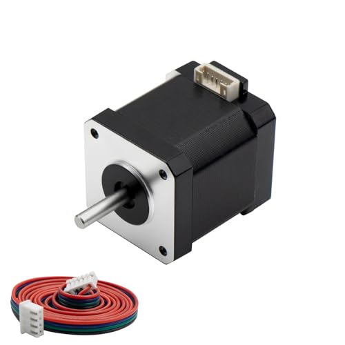 MAKERELE 1PC Nema 17 Stepper Motor 42-48mm Body 1.7A 51Ncm(72oz.in) High Torque Motor Bipolar 4-Lead 1.8 Degrees Stepper Motor with 1m Cable & Connector for 3D Printers CNC and DIY