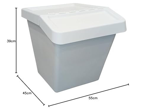 IKEA Sortera Abfalleimer mit Deckel, Plastik, weiß, 55 x 39 x 45 cm