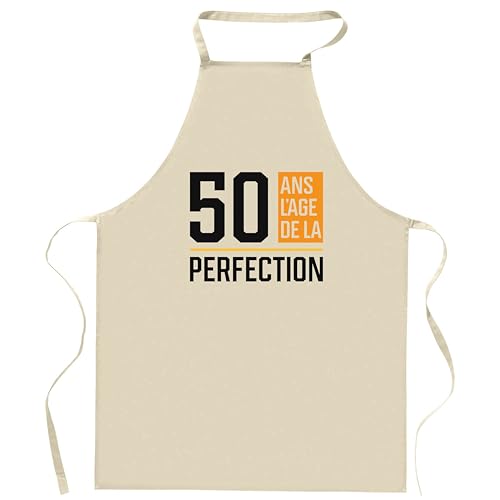 Tablier personnalisé cadeau anniversaire 50 ans pour cuisine et jardinage
