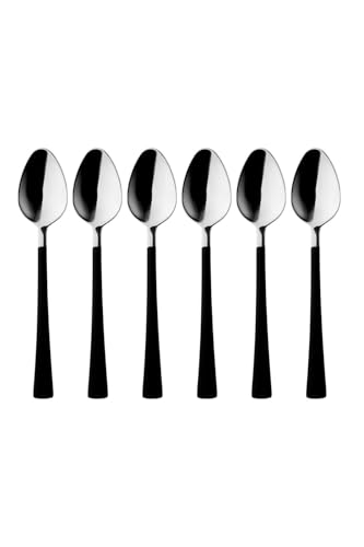 Paslanmaz Çelik Çay Kaşığı, Gümüş Siyah, 11 cm, 6 Parça