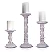 Large Candle Holders for Pillar Candles - Rustic Farmhouse Style Home Decor - Perfect for Table Centerpieces, Coffee Table or Fireplace Mantel - 3 Piece Set - Grey