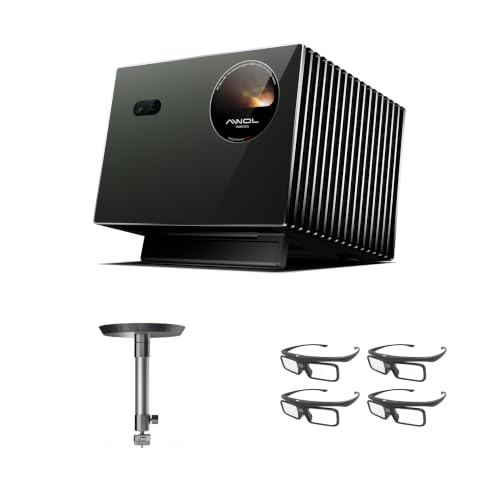 AWOL Valerion US Valerion VisionMaster Pro2 Triple Laser Projector 4K with Ceiling Mount and DLP Link 3D Glasses（4 Pack）