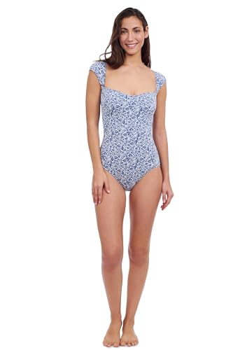 Profile by Gottex Plumeria Textured Leafy Print Stylish & Versatile Women’s Cap Sleeve One Piece Bathing Suit Swim Essential4