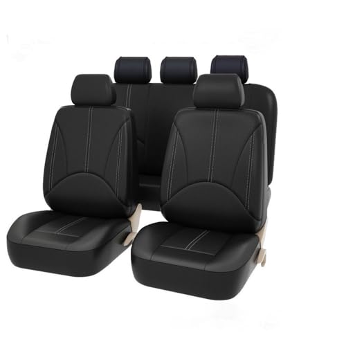 MZSZH 9pcs Car Seat Covers for Nissan Patrol GR GY62 Y62 GY61 Y61 / Pathfinder IV R52 / III R51 / II R50 5-Seats, Premium Leather Front Back Seat Protectors Non-Slip Seat Cushion,Black