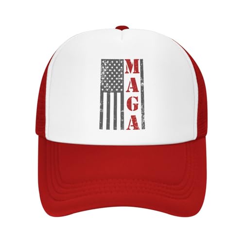America Great Again MAGA Red Vintage Gifts Red Mesh Baseball Hats for Men Snap Backpack Mens Hats and Caps Cool Snapback Baseball Cap for Boys Hip Hop