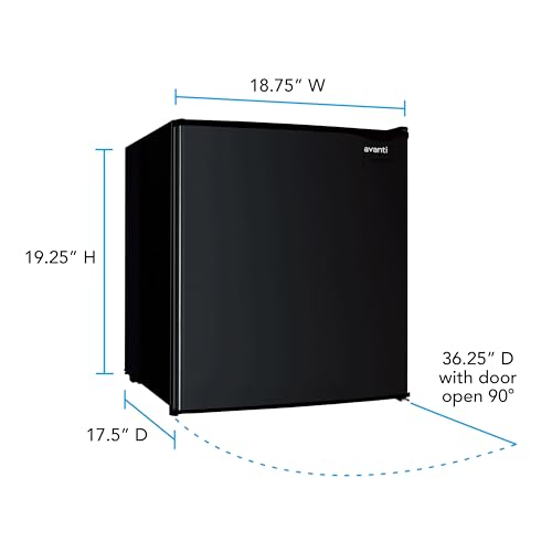 Avanti RM16J1B Mini Fridge Compact Refrigerator for Home Office or Dorm, Features Single Reversible Door Removable Shelf Manual Defrost and Adjustable Temperature Control, 1.6-Cu.Ft, Black on Fridge.com
