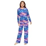 Conjunto de pijama líquido azul, rosa y morado para mujer, 2 piezas,...