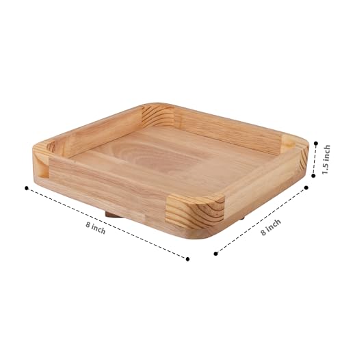 Image of mzon Airtight Ceramic Storage Jars With Rubber Wood Revolving Tray | Bone-Ash Free | Home, Kitchen Table Decor | Wooden Lid | Dry Fruits, Snacks, Spices | Made in India - Set of 4 (250 ml)
