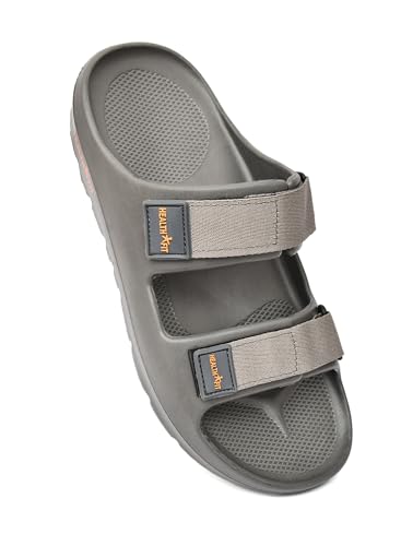 Image of HEALTH FIT Extra Soft Premium Classic Cushion Sliders /Slipper footbed with Double Adjustable Strap Comfortable Light Weight Anti-Skid Waterproof Stylish Flip Flops for Men's HF153