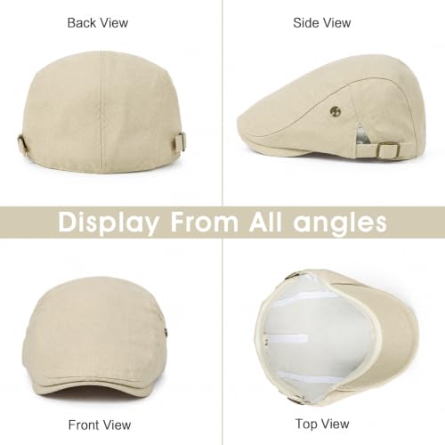 Image of 3Pcs Men's Newsboy Caps Cotton Cooling Hat Adjustable Flat Cap for Men