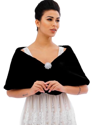 Women's Faux Fur Shawls and Wraps Wedding Fur Stole Bridal Shrug for Bride and Bridesmaid