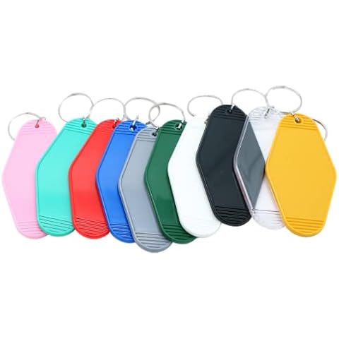 Newwe 10pcs Motel Keychain Hotel Key chains Blank Sublimation Blank Keychains Rhombus Vintage Ornaments Heat Transfer Keychains (Mix Colors), S Cover