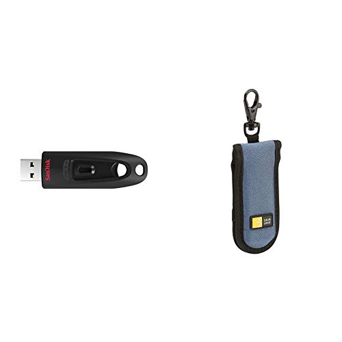 SanDisk 128GB Ultra USB 3.0 Flash Drive - SDCZ48-128G-U46 & Case Logic JDS-2 USB Drive Shuttle 2-Capacity (Black/Blue)