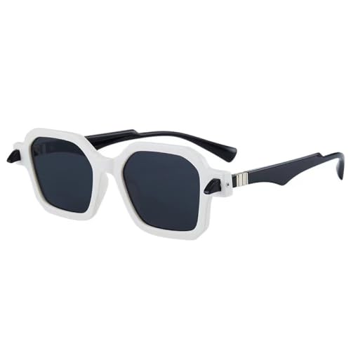 Lunettes de soleil carrées rétro unisexes avec protection UV400 et monture bicolore à rivets