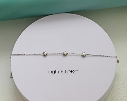 Dainty Star Bracelet for Women,Stainless Steel 3 Stars Chain Bracelet Adjustable Size4