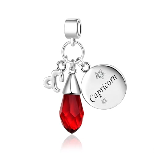 FGT Dijes colgantes del zodiaco con piedras natales brillantes para pulseras Pandora para cumpleaños de mujer, talla única, Cobre, No es una piedra preciosa