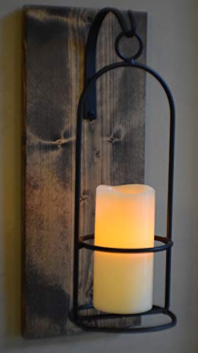 Rustic Large Wrought Iron Hanging Candle Sconce, 6 Inch Led Candle With Flickering Light And 6 Hour Timer, Handmade In The Usa, Farmhouse Decor #TOP3