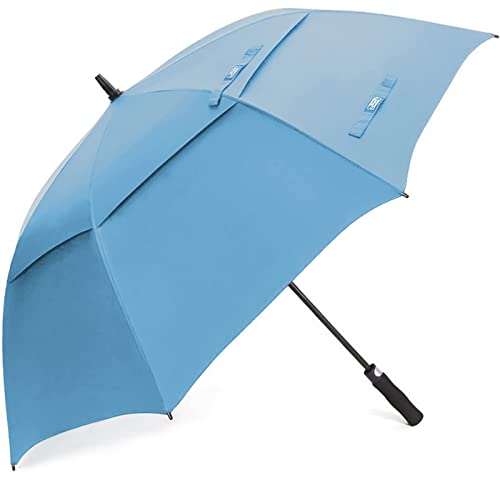G4Free Paraguas de golf de 62 Pulgadas de apertura automática, Extra grande, Doble dosel, Ventilado, Resistente al viento, Impermeable, Paraguas de palo