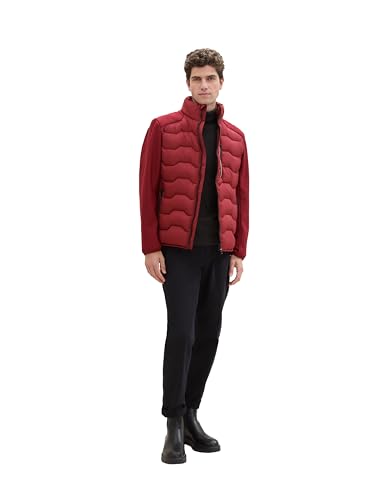 TOM TAILOR Herren Hybrid Jacke mit Stehkragen,13721 - Burgundy Dark red, L – Ansicht 4