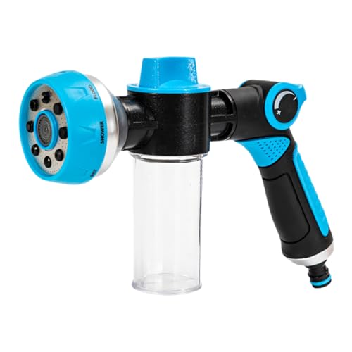 PANGBOER Boquilla de manguera ajustable con agarre ergonómico adecuada para tareas de riego potente y lavado de coches, multiusos, boquilla de manguera de múltiples patrones