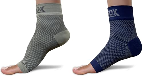 SB SOX - 2 Pairs Plantar Fasciitis Relief Socks (Gray, Large + Navy, Large)