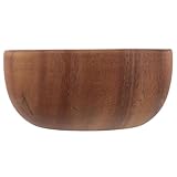 SHINEOFI Vielseitige Teakholz Salatschüssel mit Flachem Boden Hitzebeständig und Glatt Multifunktionale Servierschale für Suppe Reis und Nudeln