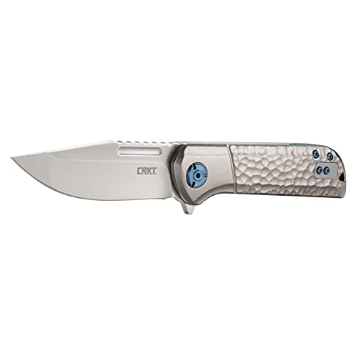Crkt Lanny Edc Folding Pocket Knife: Assisted Opening Everyday Carry, Satin Blade, Flipper , Liner Lock, Hammered Aluminum Handle, Reversable Pocket Clip 6525 #TOP2