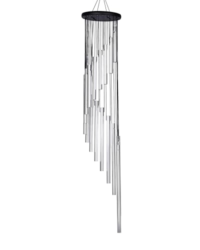 Image of 33.5 inch 18 Pipe Metal Wind Chims for Home Balcony Energy,& Office Positive Energy Meditation and Best Gift for Birthday Anniversary Home Vastu and Return Gift 18 Pipe Black,18 Pipe-Silver