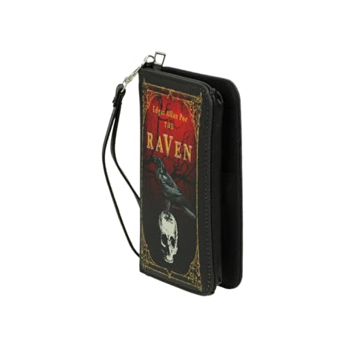 Things2Die4 The Raven Book-Style Wallet with ID Holder - Snap Closure - Fashionable Wristlet Strap for Horror Enthusiasts - Gothic Style, 7 Inch, Black3