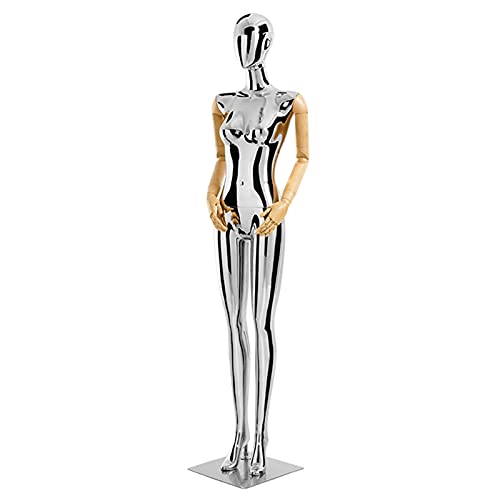 Ljha Mannequin Dress Form Full Mannequin With Silver Plating, Easy To Install Clothing Store Dress Jewelry Display Dress Form, Plastic/Silver-Plated Arms Optional (Color : Plastic Arms) #TOP8