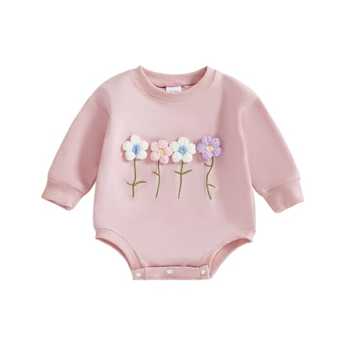 Image of YINGISFITM Newborn Baby Girl Clothes Love Heart Long Sleeve Bubble Romper Sweatshirt Onesie Infant Valentines Spring Outfits