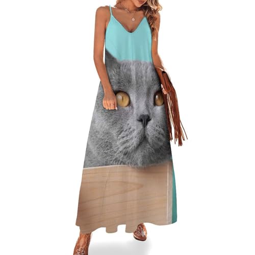 Robe Longue D'été Sans Manches Fluide et Légère avec Joli Décolleté Col V
