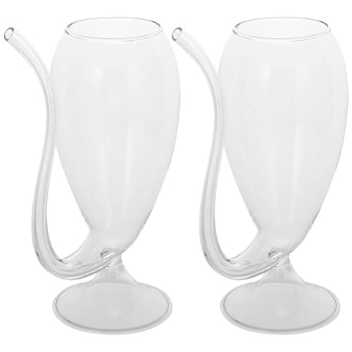 Kichvoe 2pièces Verres à Vin Avec Tube De Boisson Verres à Cocktail Transparente Pour Dégustation De Boissons