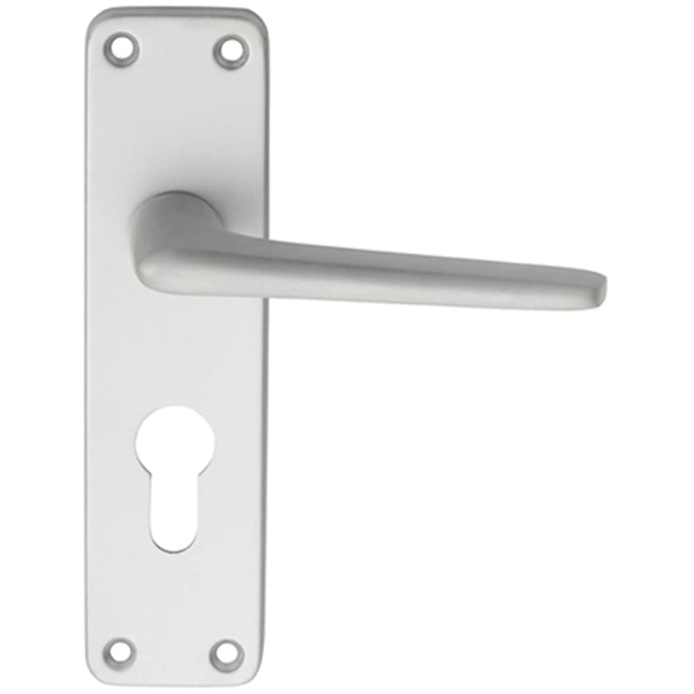 Pair Straight Tapered Lever on Euro Lock Backplate - 152 x 41mm- Satin Aluminium | Lever on Backplate Door Handle - Internal Door Hardware - Lock, Euro, Oval and Latch Options Available