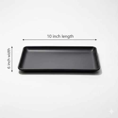 Image of Serving Platter | Melamine Snack Platter | Multi-Purpose Kitchen Serving Platter | Versatile Chip and Dip Tray for Snacks, Starters & Desserts | Lightweight & Dishwasher Safe | Set of 2 (BLACK-R)