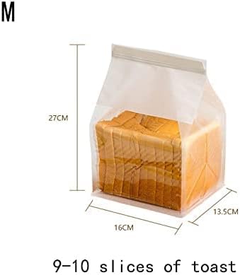 50pcs Thick Baking Toast Self Sealing Toast Package Bag Candy Bags Transparent Window Cotton Paper Curling Wire Sealing Bag (M,50PCS)